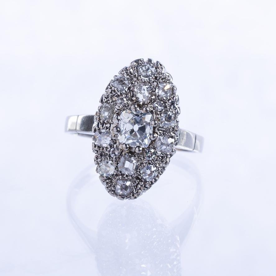 Anillo oro 18 K blanco y brillantes - Imagen 2