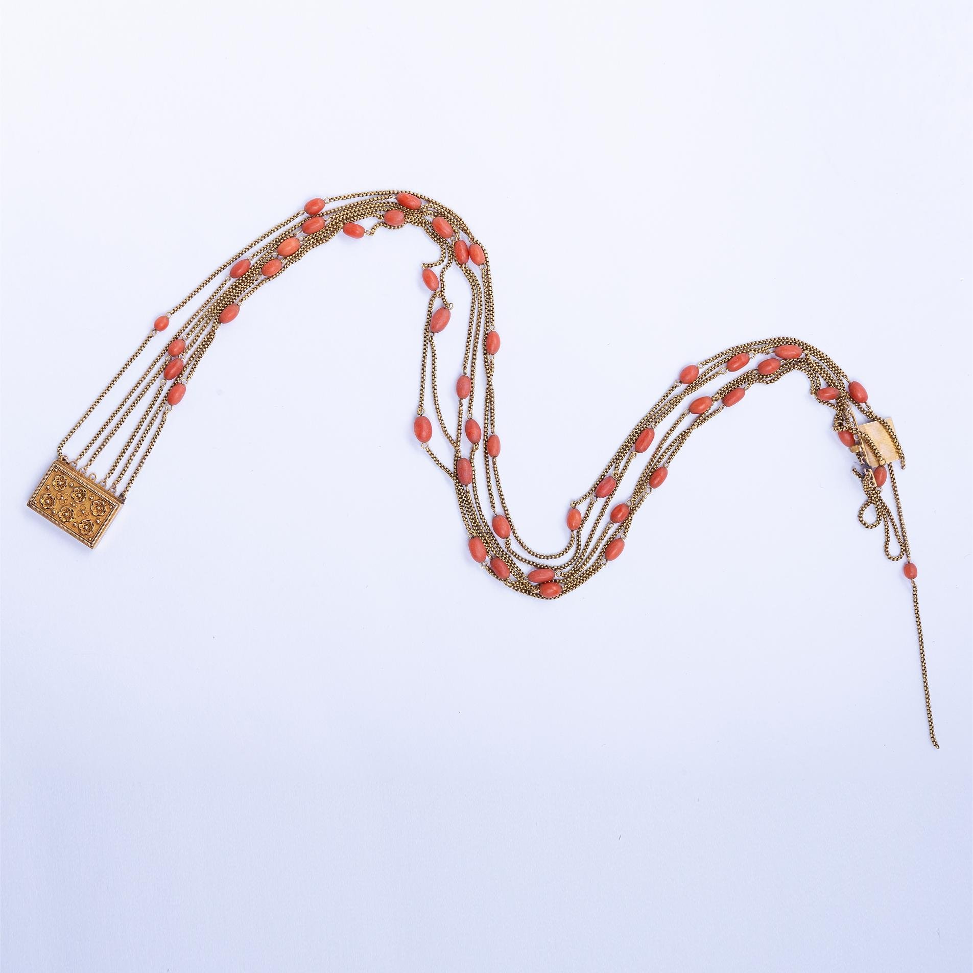 Conjunto collar y brazalete oro y coral - Imagen 2