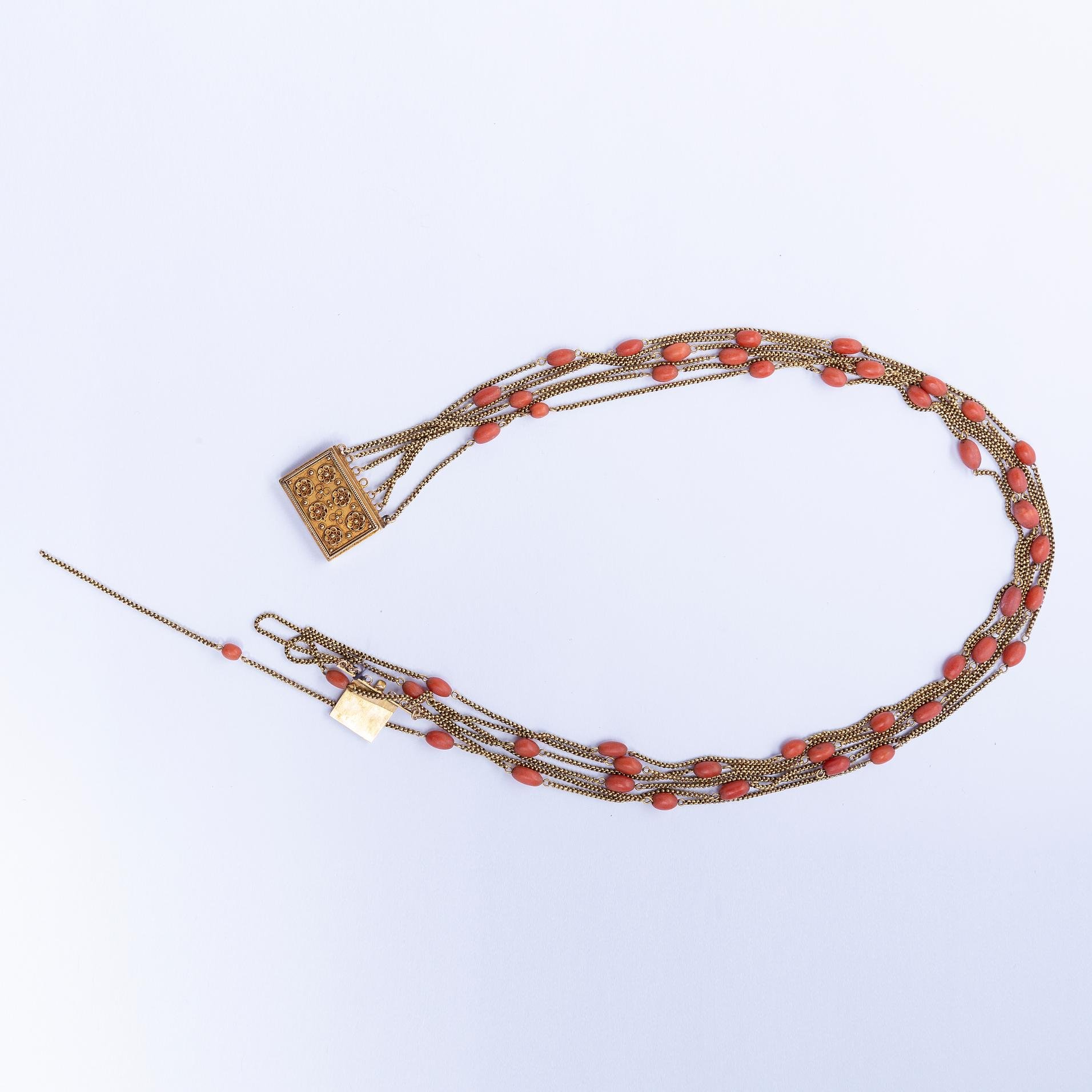 Conjunto collar y brazalete oro y coral - Imagen 3