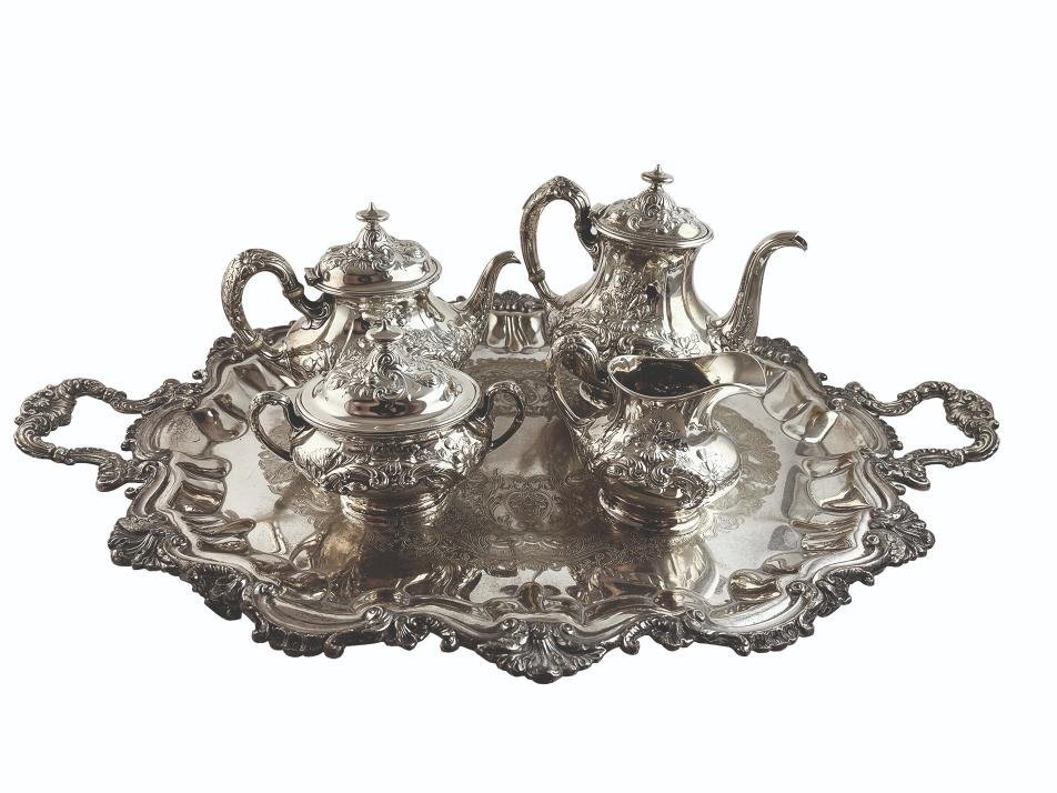 Juego para servir té y café en plata sterling