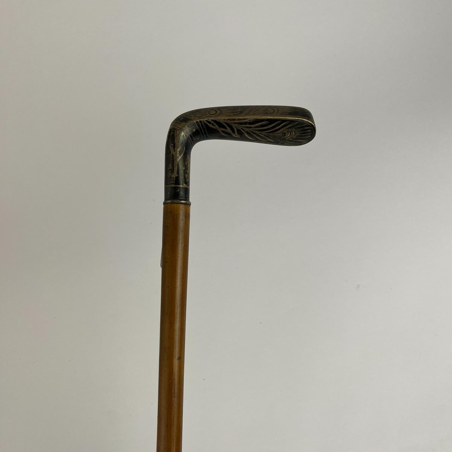 Bastón en madera y plata