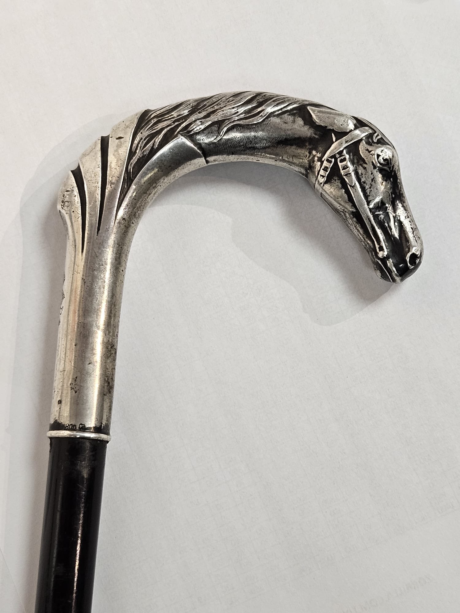 Bastón en madera y plata