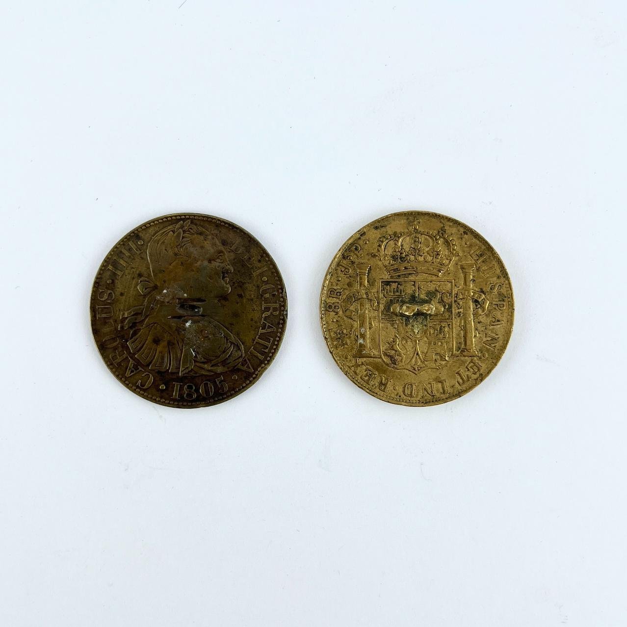 2 botones gauchos bronce efigie Carlos IV - Imagen 2