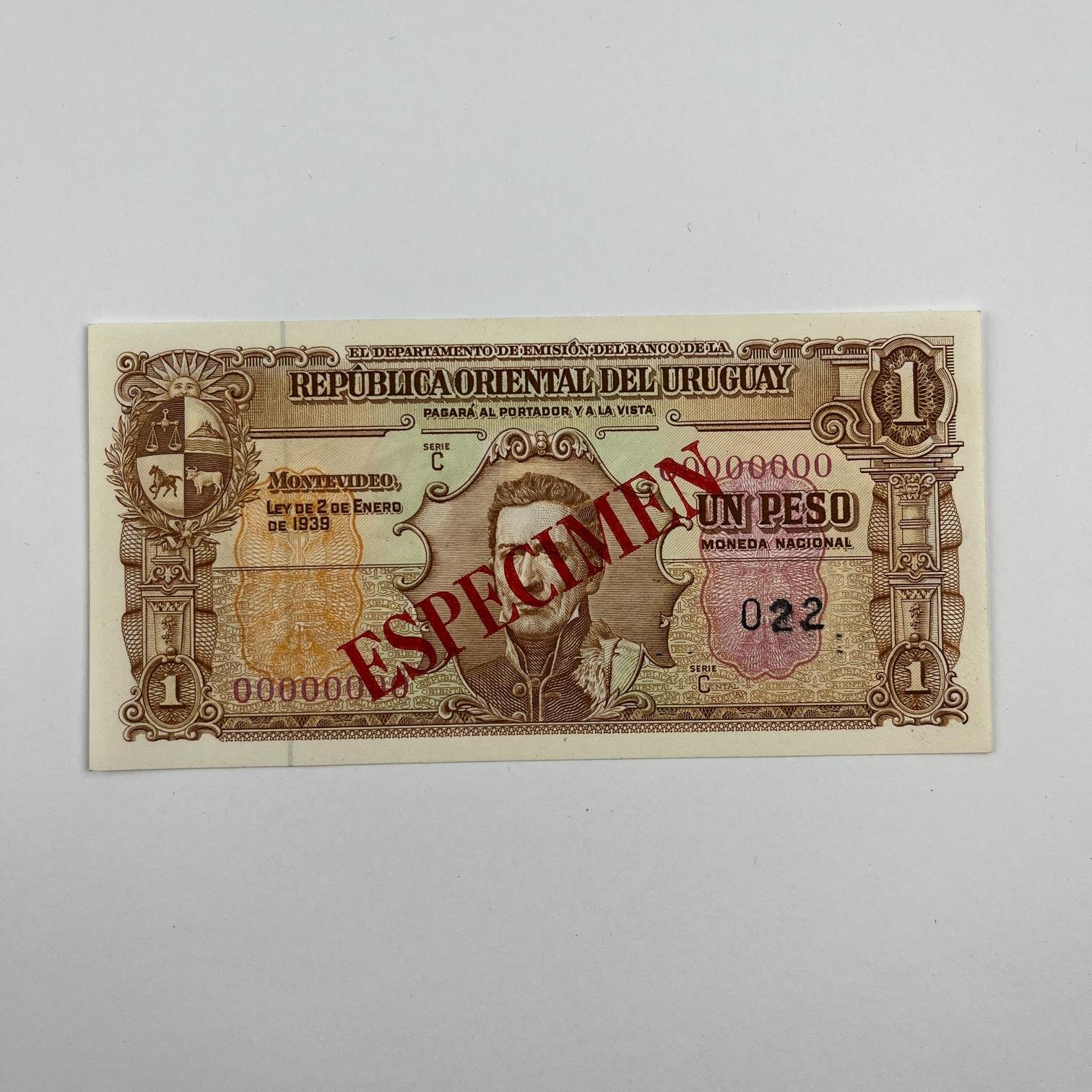 Uruguay Billete Espécimen 1 Peso