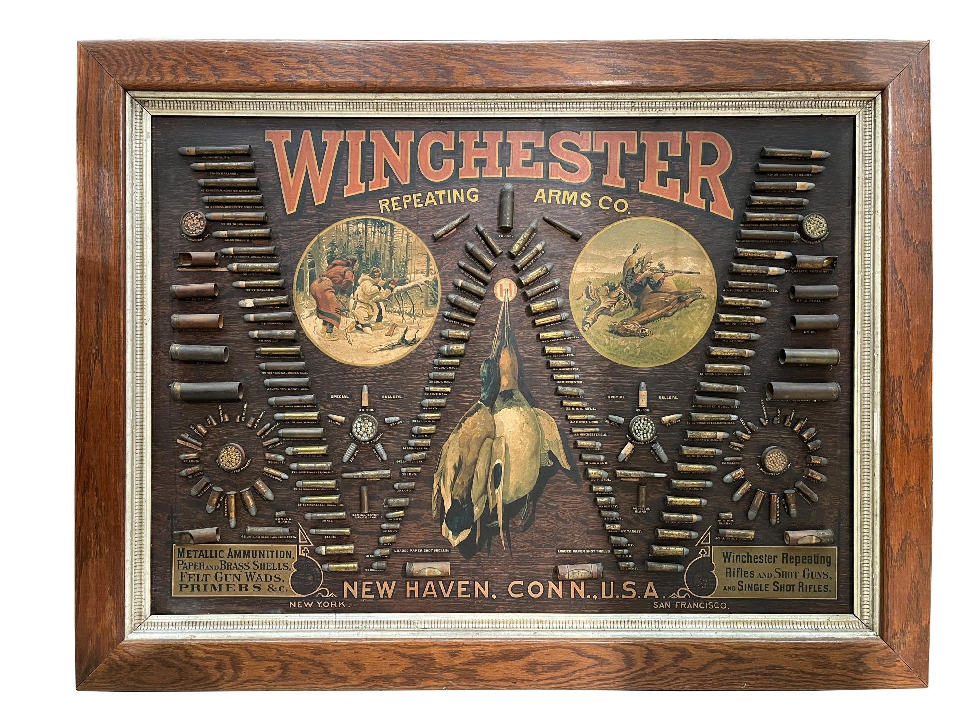 Tablero displey publicitario de municiones Winchester 1890.