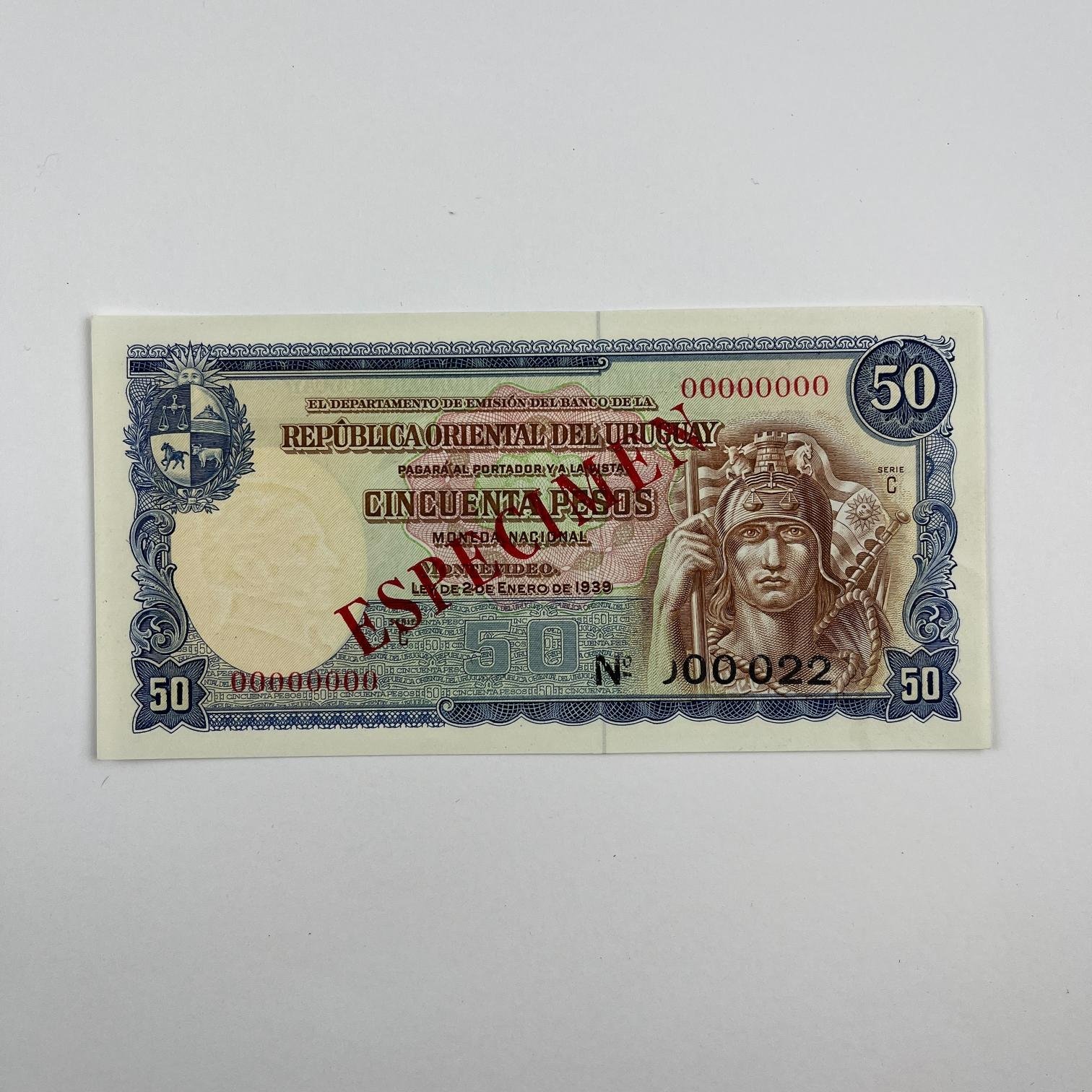 Uruguay Billete Espécimen 50 Pesos