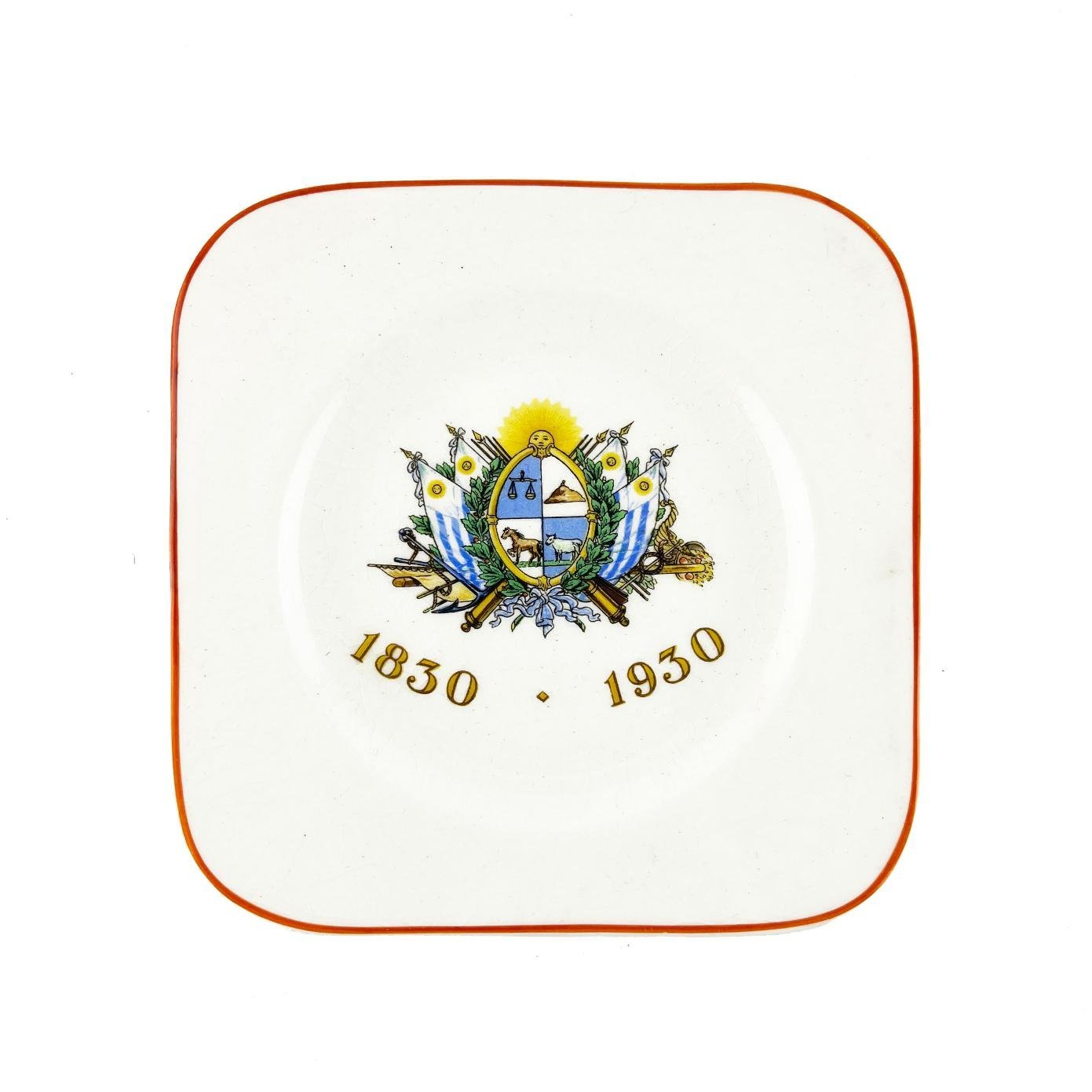 6 platos cuadrados de té Centenario de la Constitución Uruguaya 1830 1930