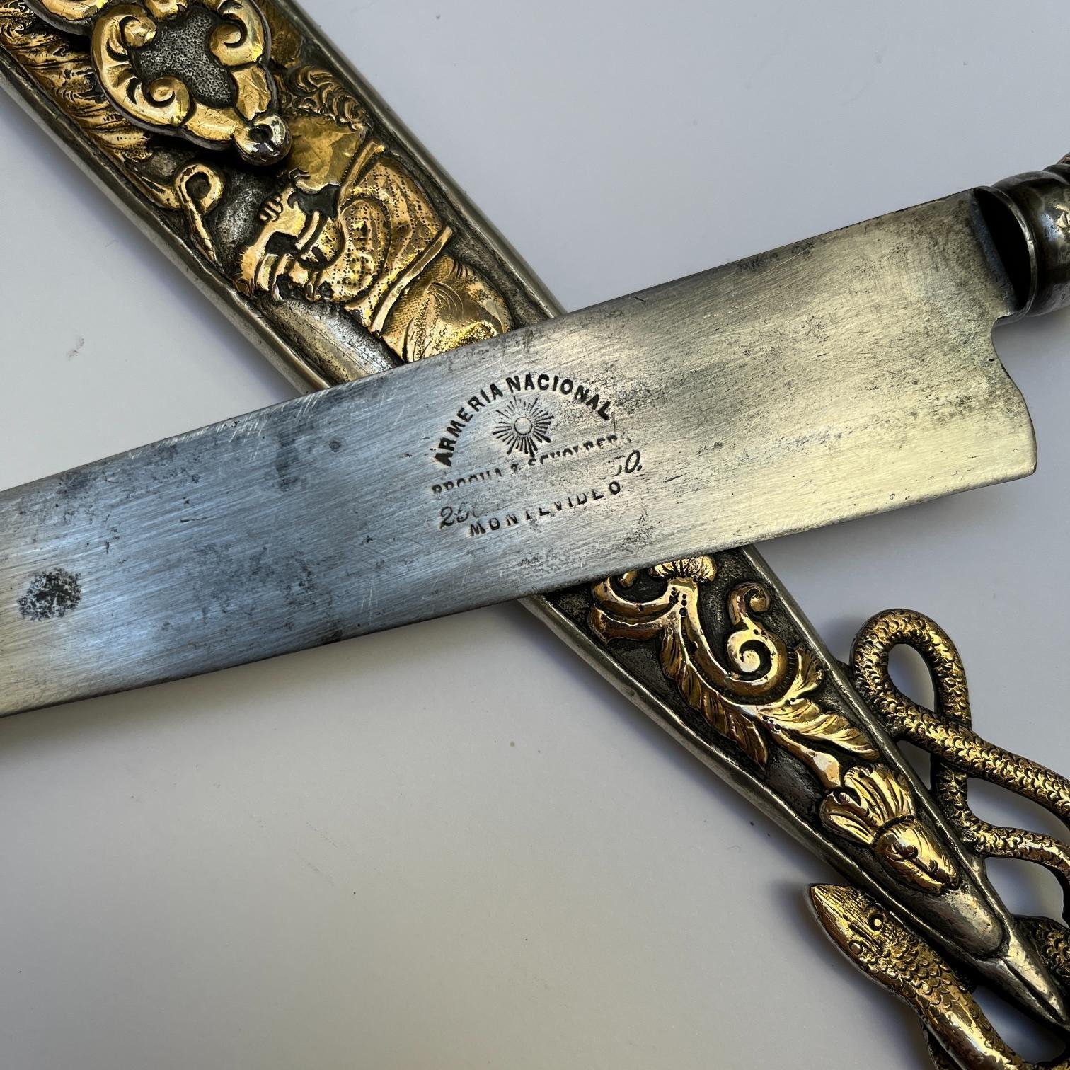 Cuchillo criollo en plata y oro - Imagen 4