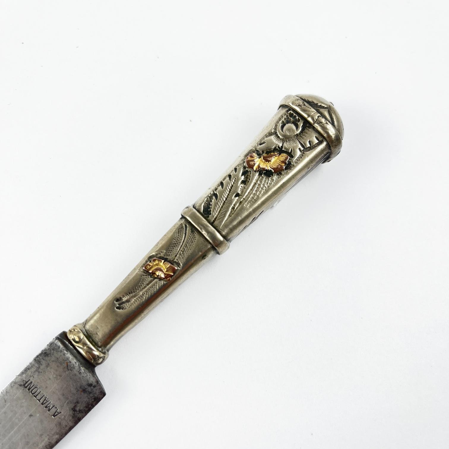 Cuchillo criollo en plata y oro - Imagen 4