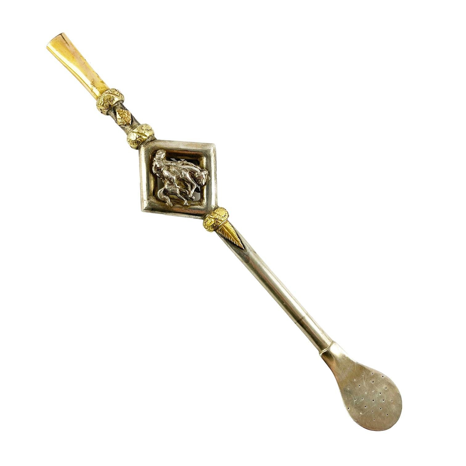 Bombilla en plata y oro