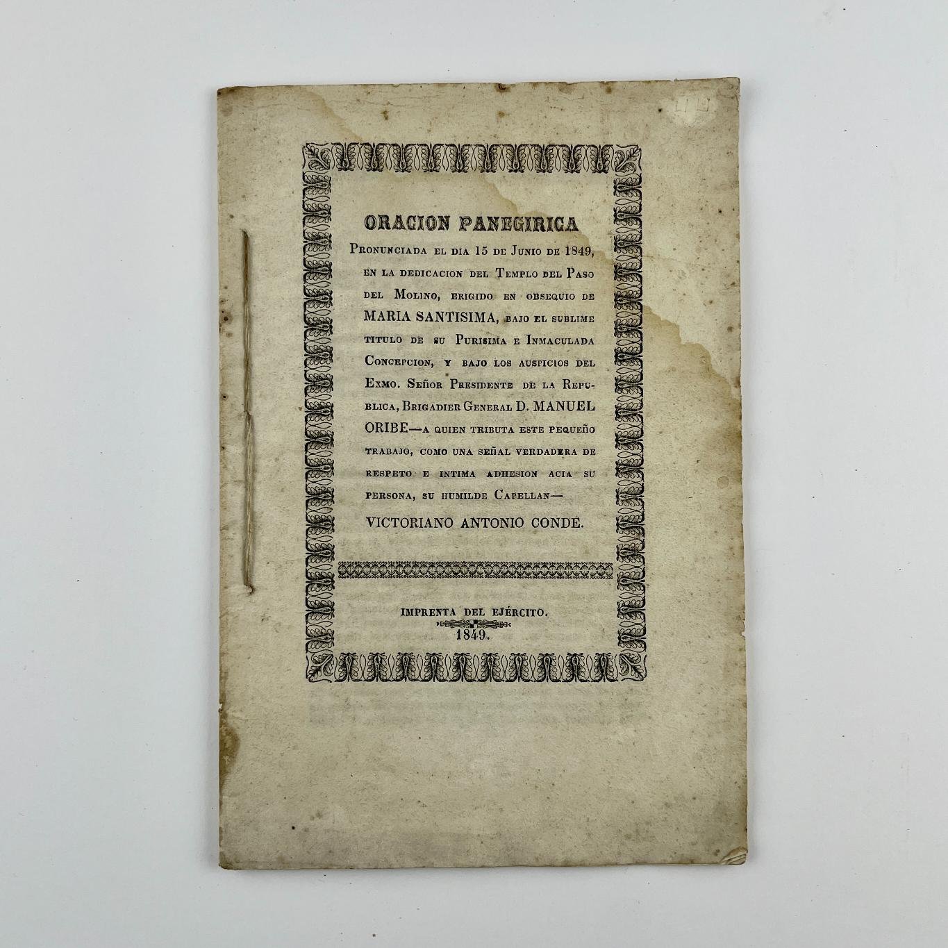 VICTORIANO ANTONIO CONDE - MANUEL ORIBE
 
Oración Panegírica pronunciada