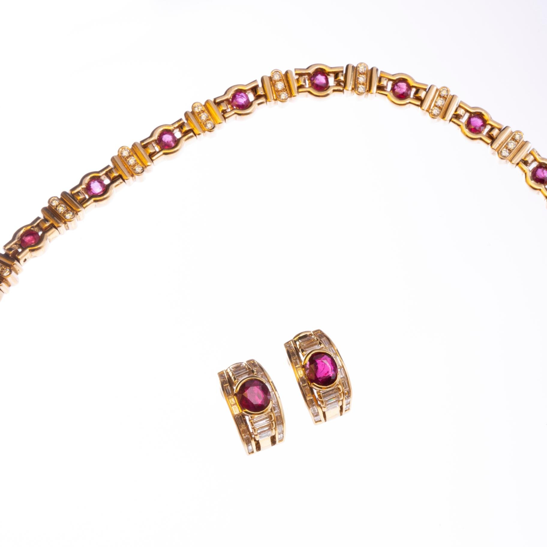 Gargantilla oro 18 K amarillo, rubíes y diamantes - Imagen 2