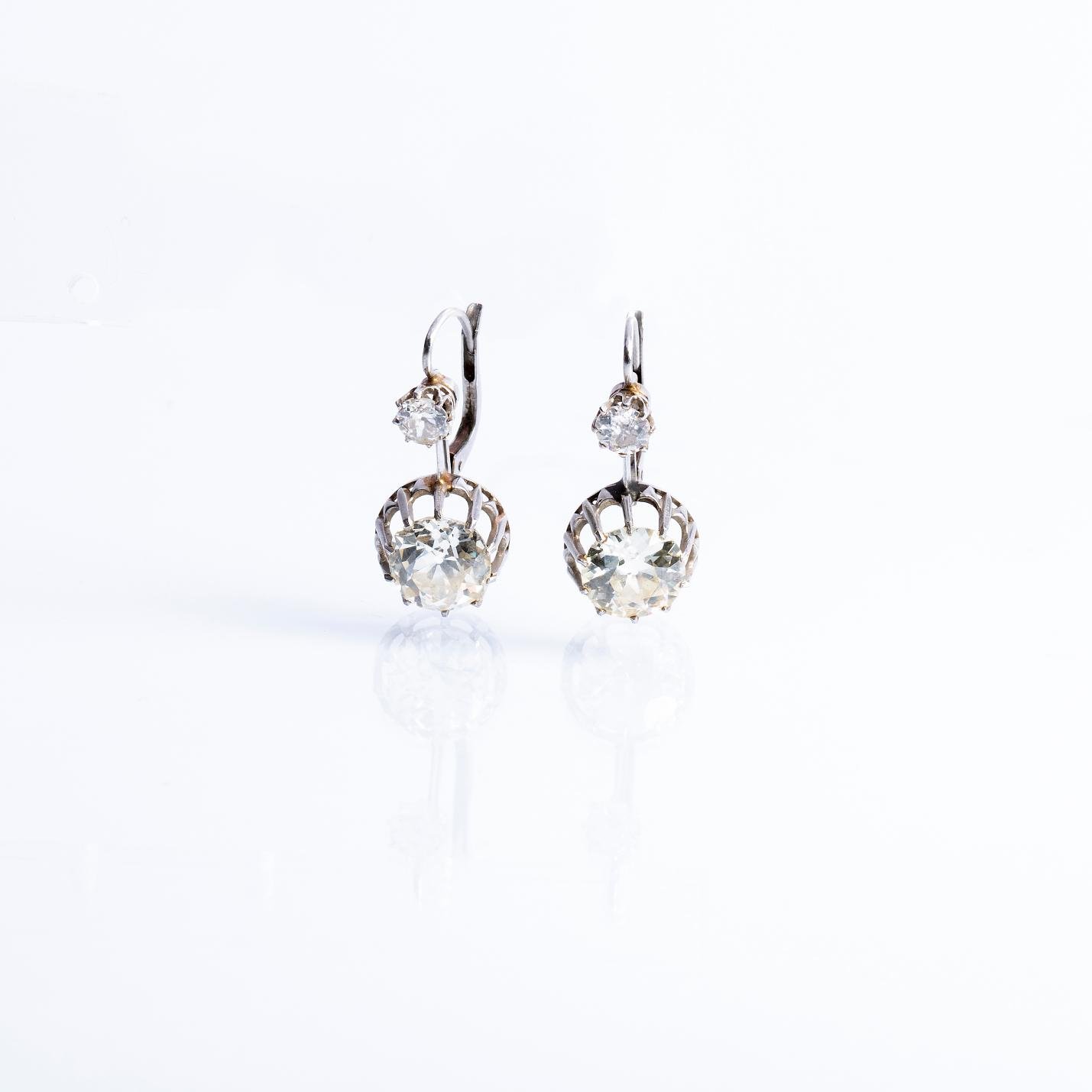 Caravanas oro 18 K blanco y diamantes - Imagen 2