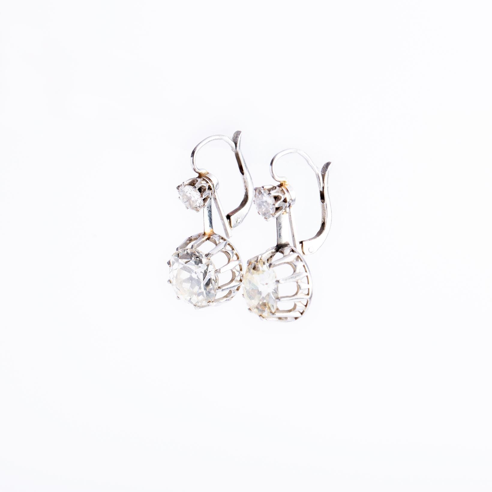 Caravanas oro 18 K blanco y diamantes - Imagen 3