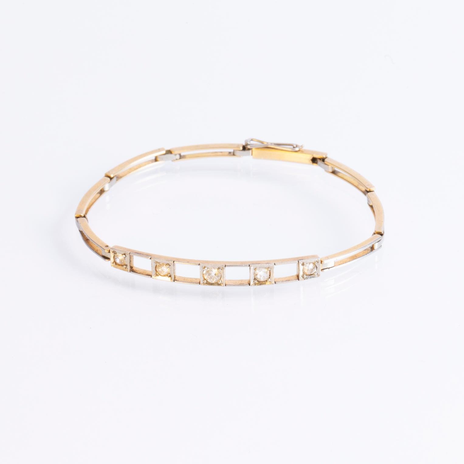 Pulsera art decó oro 18 K amarillo y diamantes
