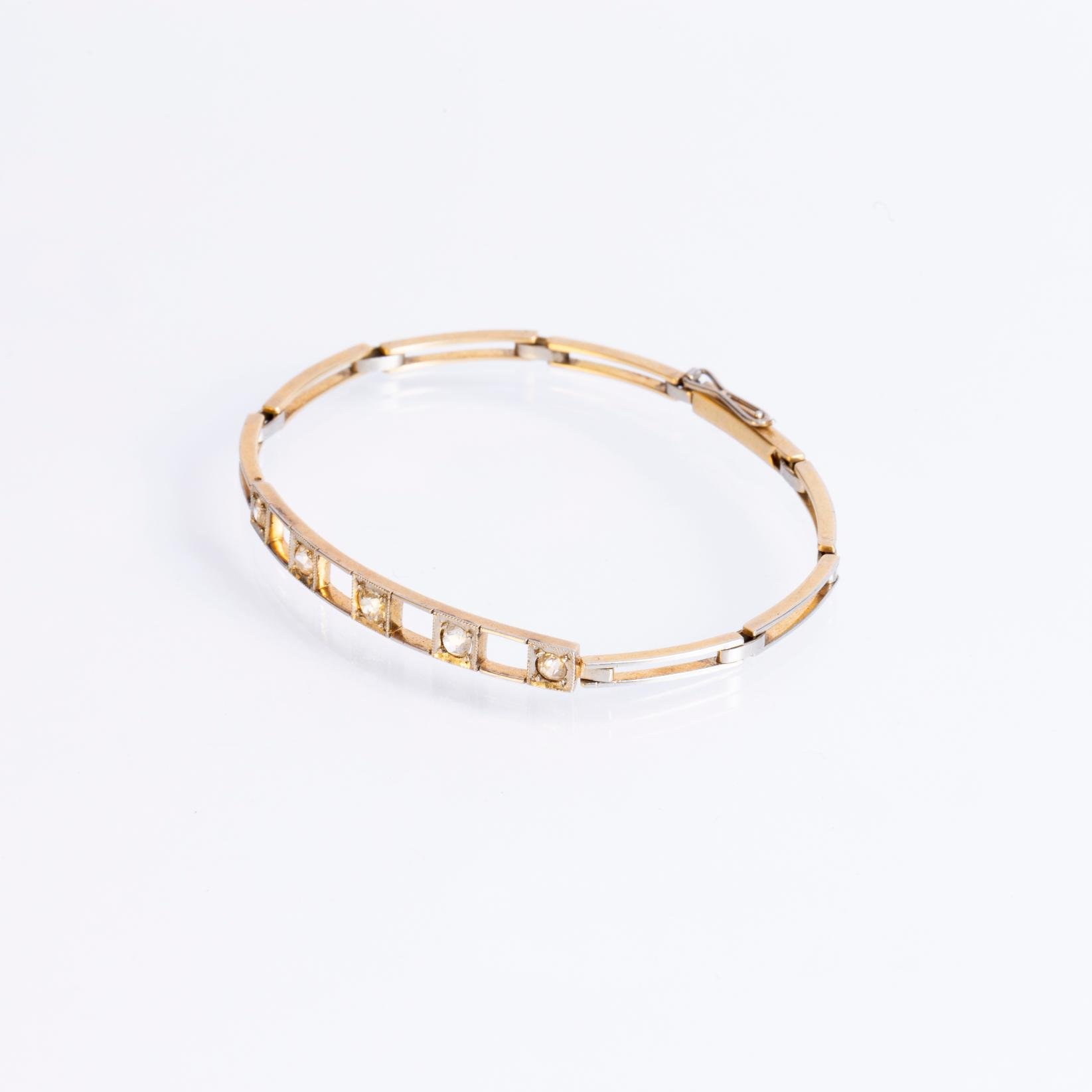 Pulsera art decó oro 18 K amarillo y diamantes - Imagen 2