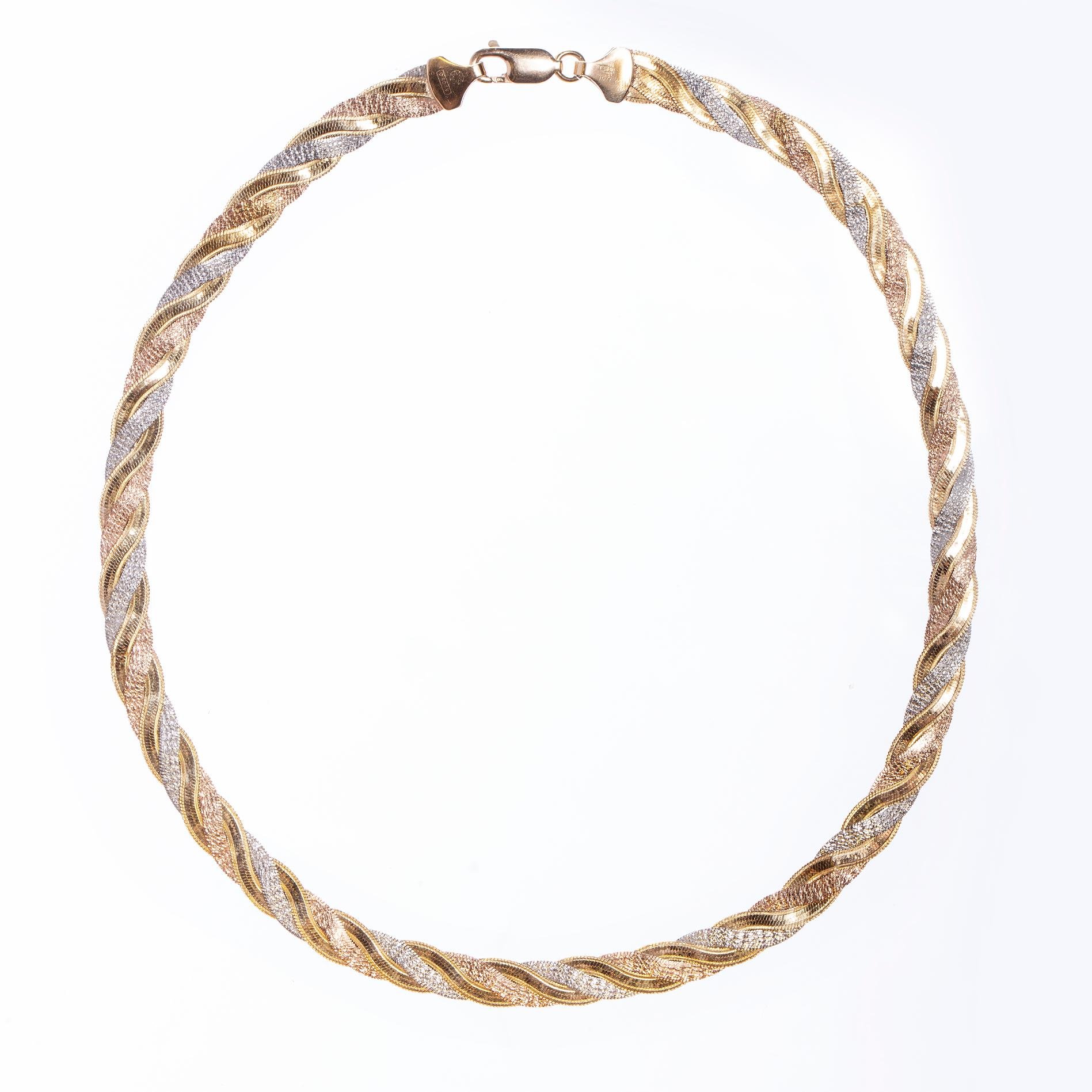 Collar oro 14 K amarillo, blanco y rosado