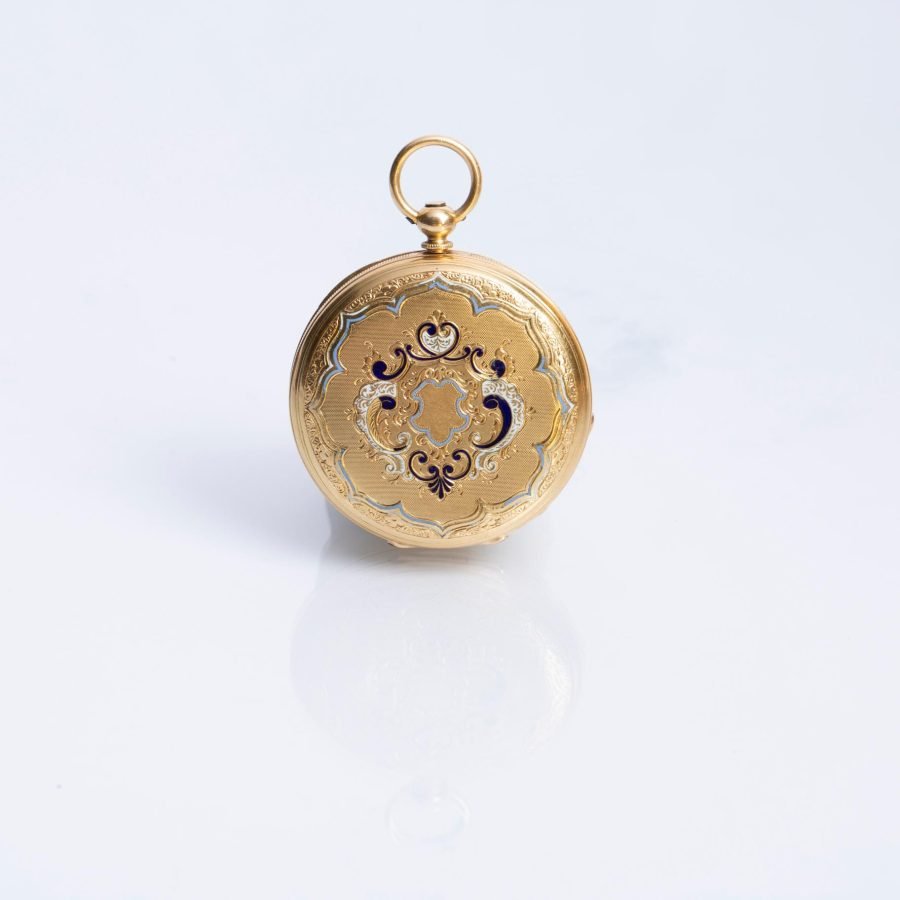 Reloj de bolsillo s. XIX en oro 18 K amarillo y esmalte - Imagen 2