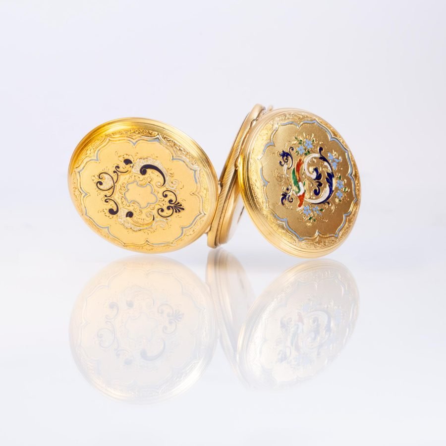 Reloj de bolsillo s. XIX en oro 18 K amarillo y esmalte - Imagen 4