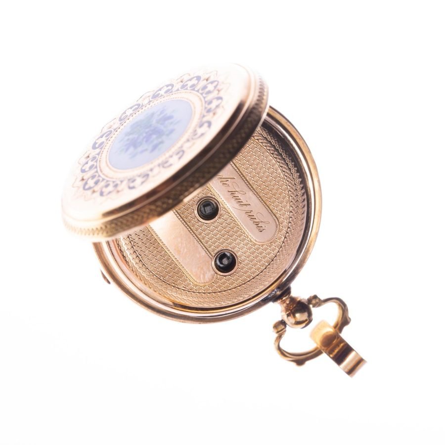 Reloj de bolsillo s. XIX  en oro 18 K amarillo y esmalte - Imagen 2