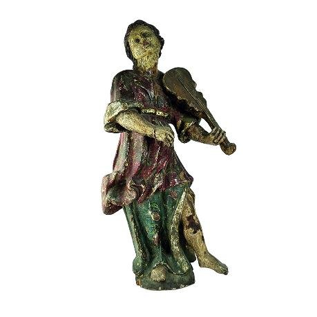 Escultura jesuítica guaraní s. XVIII "Santa Cecilia"