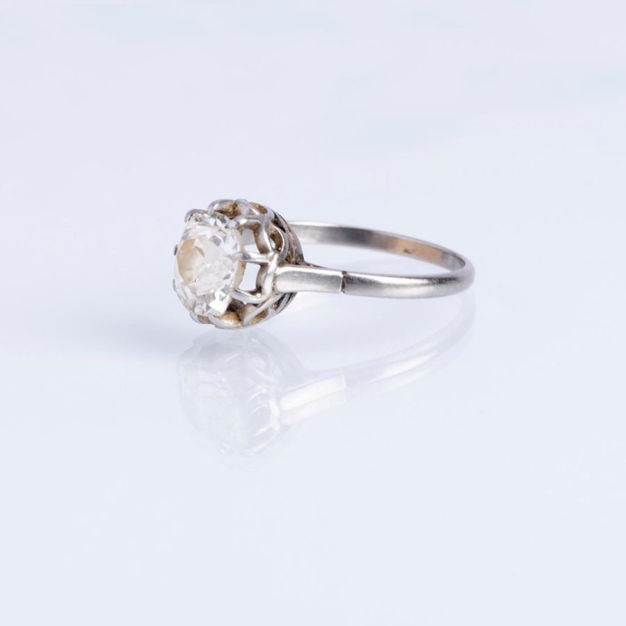Anillo oro 18 K blanco y diamante - Imagen 2