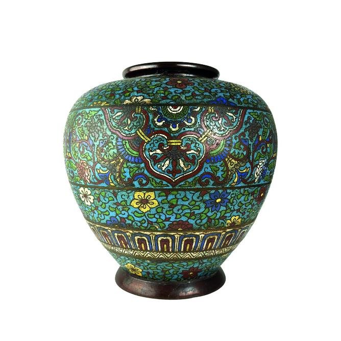 Jarrón japonés en bronce cloisonné