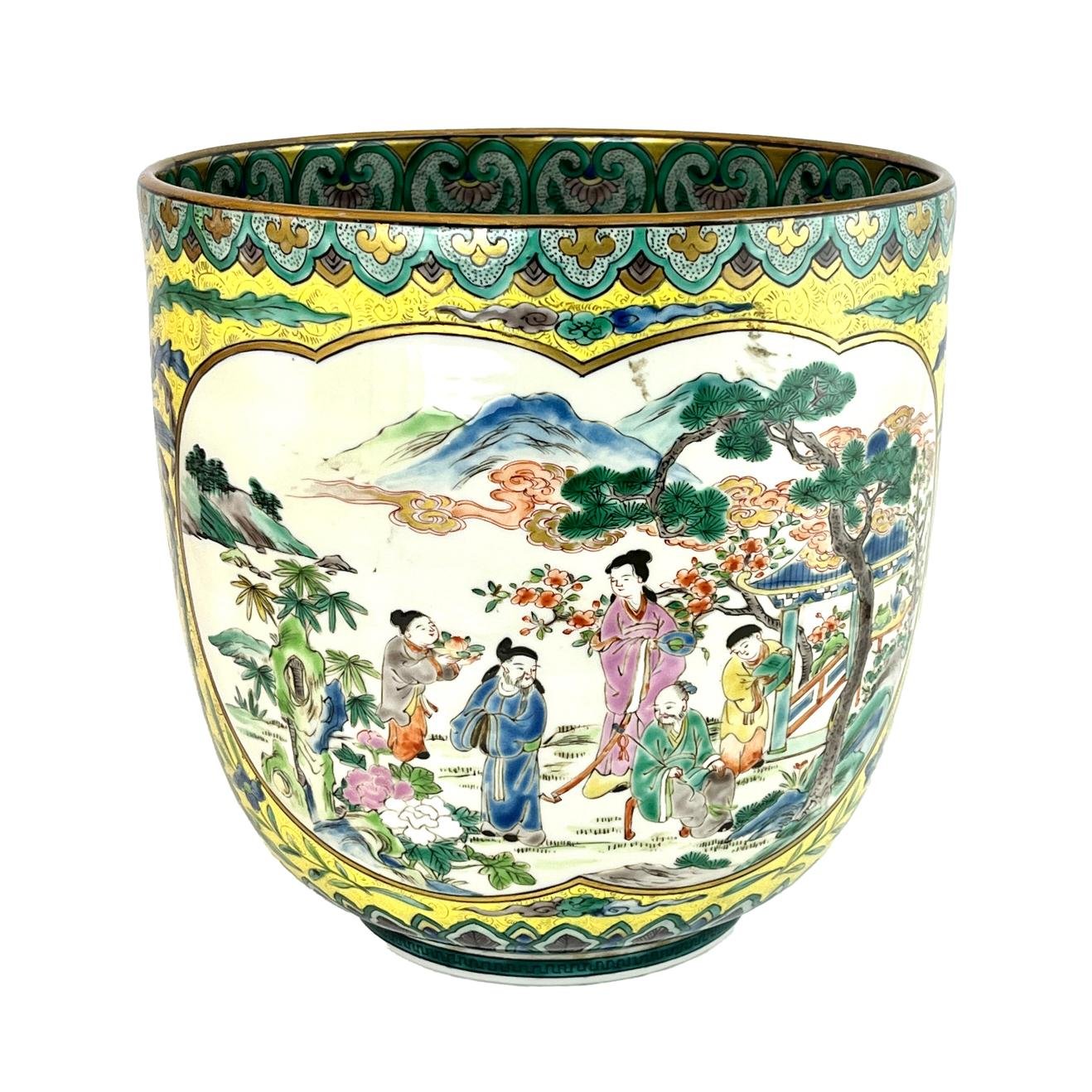 Macetero japonés en porcelana Kutani