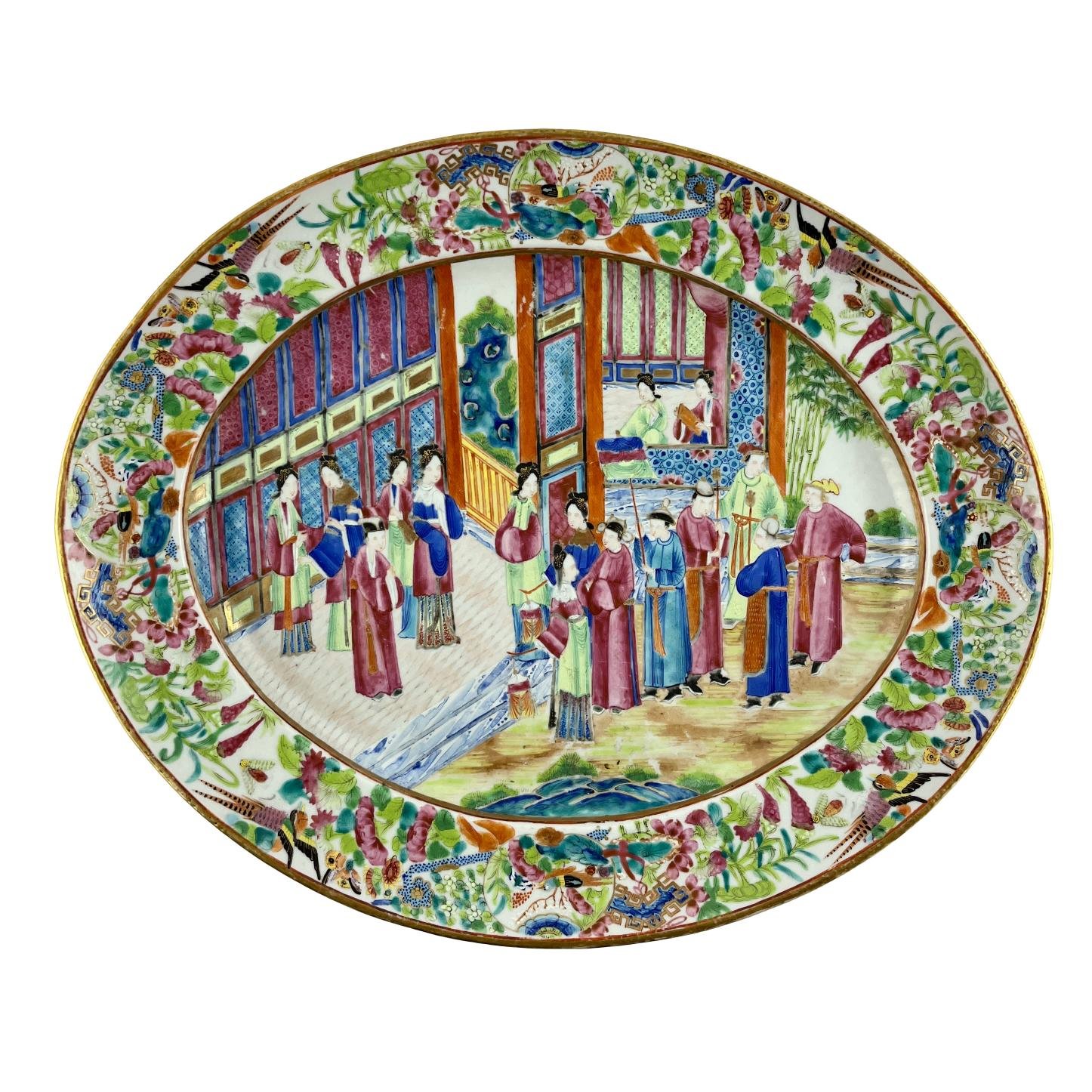 Gran fuente china en porcelana Cantón