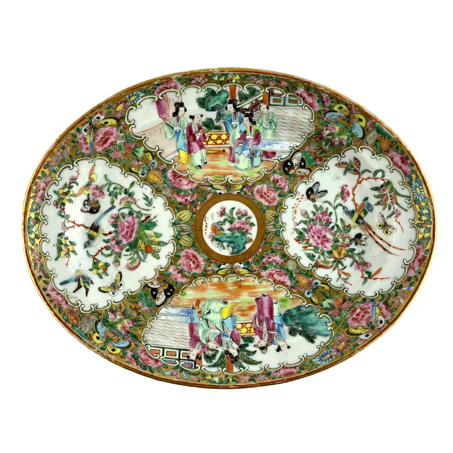 Fuente china en porcelana Cantón