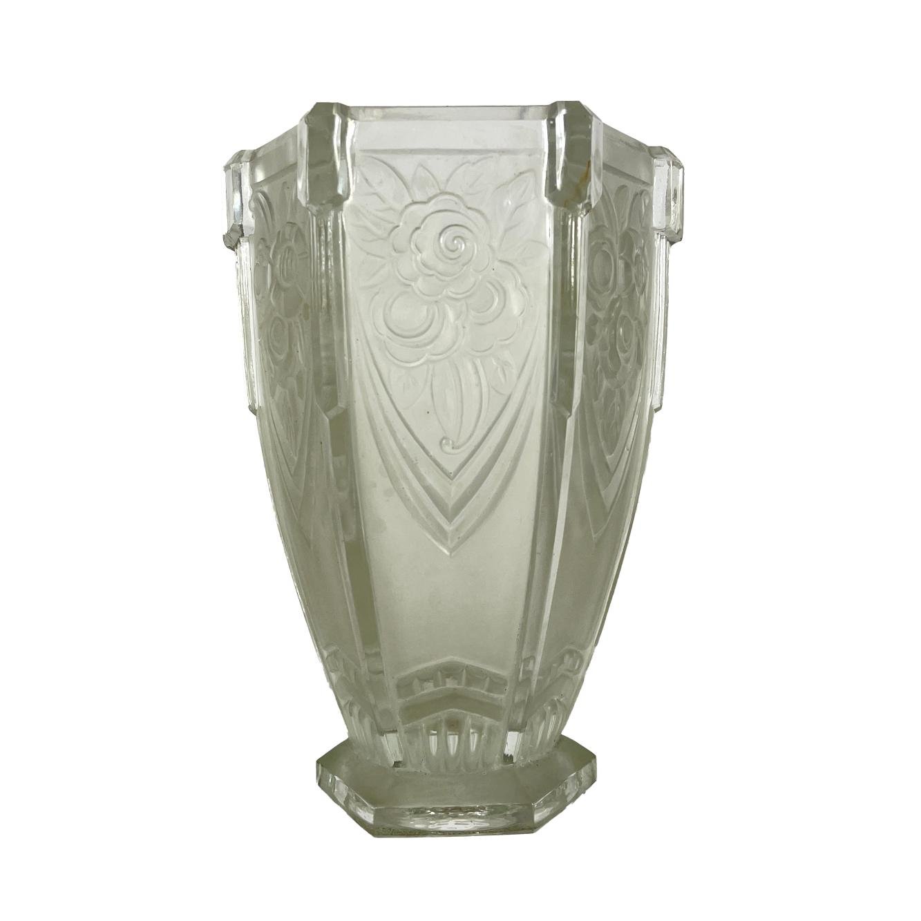Florero art decó en cristal Sabino