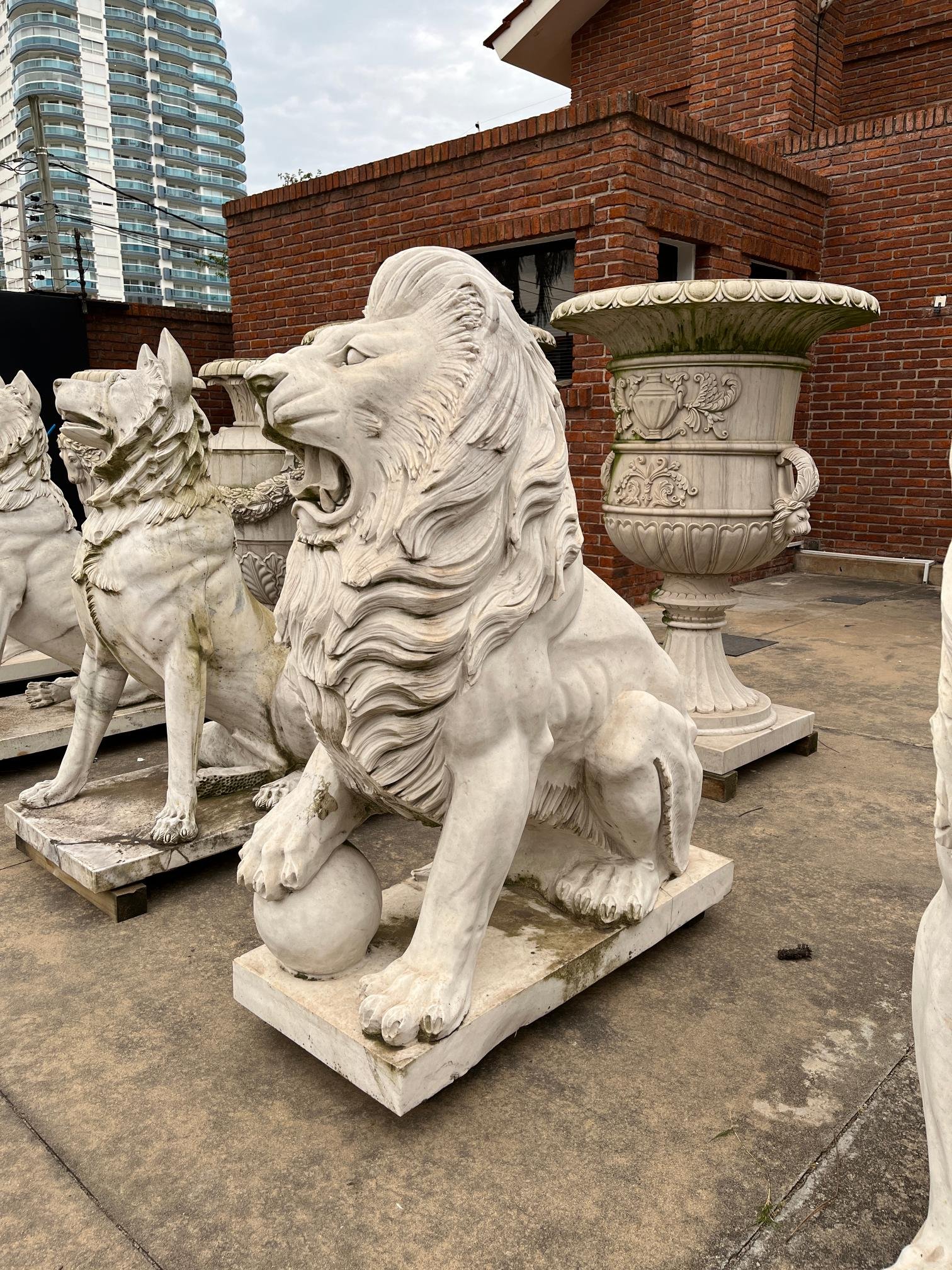 Escultura en mármol "Leones de Medici"