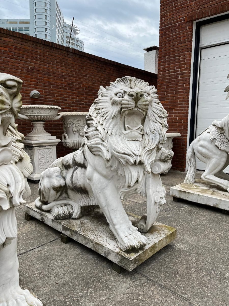 Escultura en mármol "Leones Marzocco" - Imagen 2