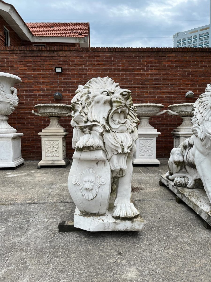 Escultura en mármol "Leones Marzocco" - Imagen 3