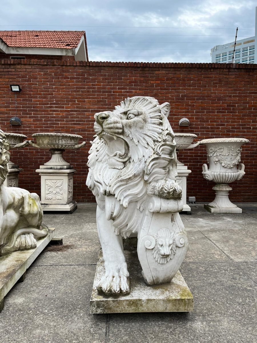 Escultura en mármol "Leones Marzocco" - Imagen 4