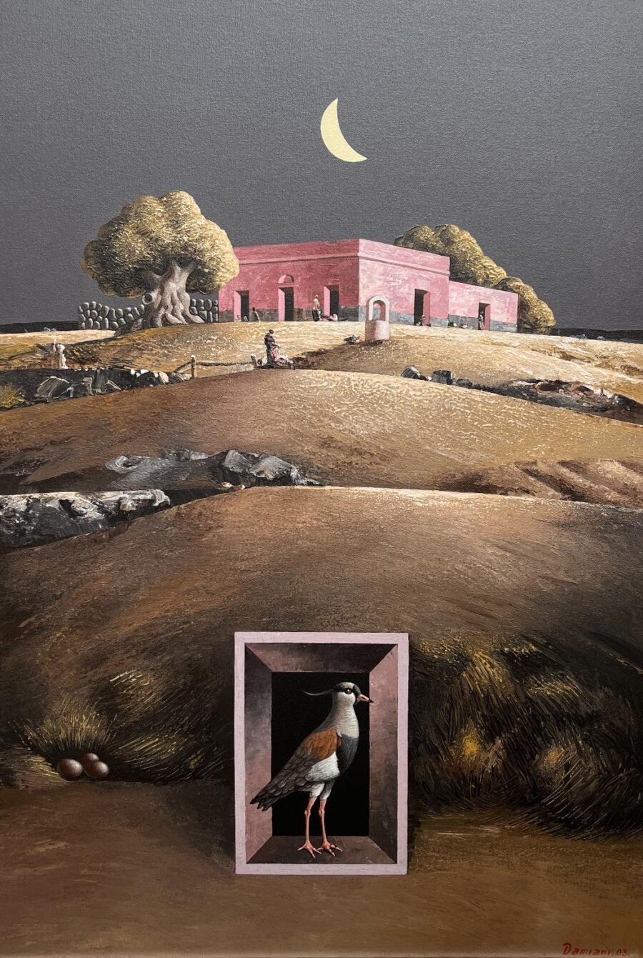 Jorge Damiani "Casco de estancia con luna y tero"