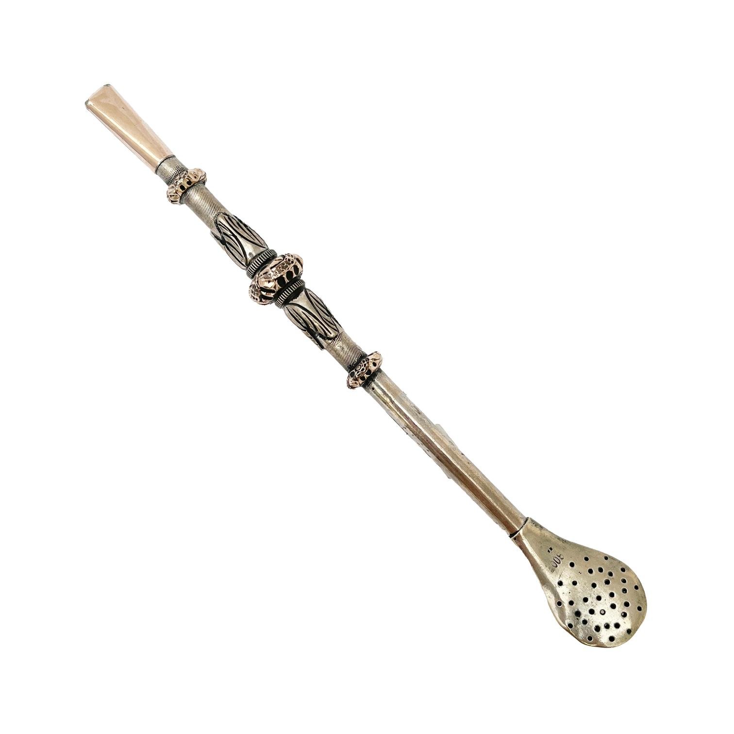 Bombilla en plata y oro
