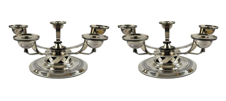 Par de candelabros decó en plata Christian Fjerdingstad