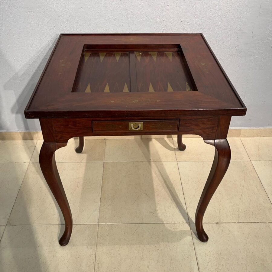 Mesa inglesa de juego en caoba y bronce - Imagen 2