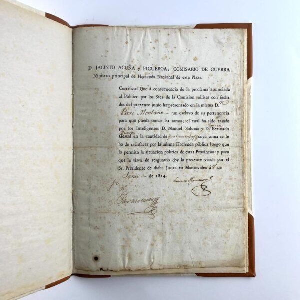 JACINTO ACUÑA Y FIGUEROA. Autorización de toma de armas.