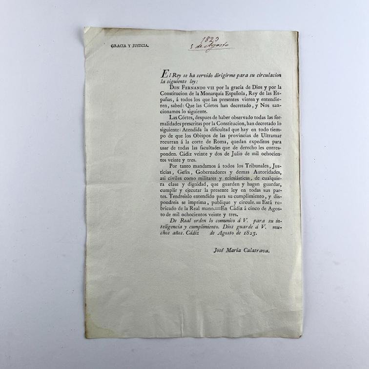 FERNANDO VII. Gracia y Justicia.