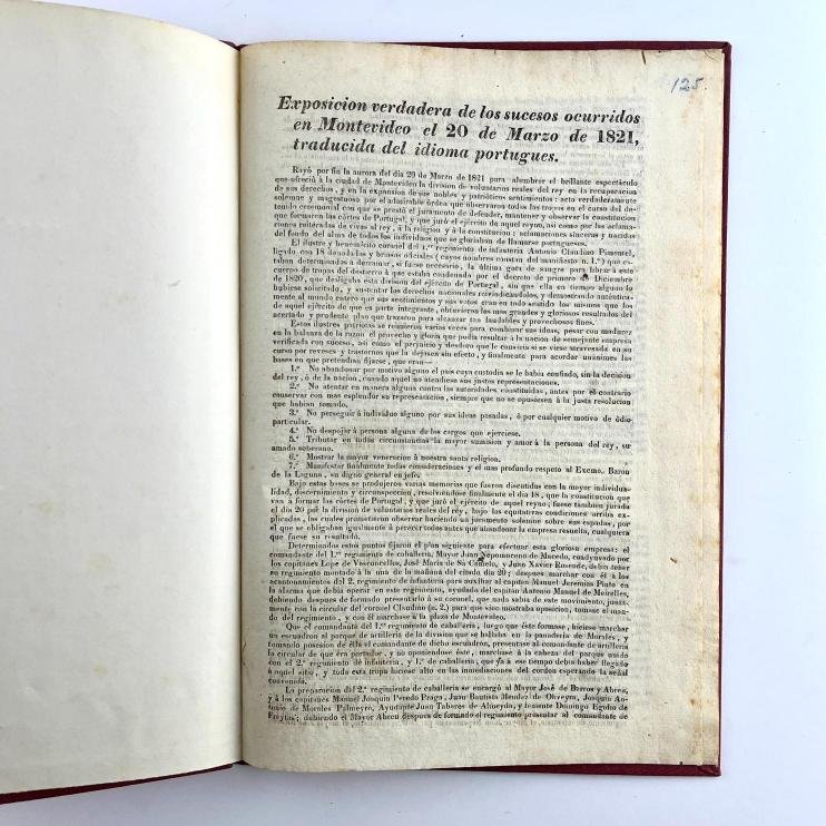 Exposición verdadera de los sucesos ocurridos en Montevideo el 20 de Marzo de 1821.