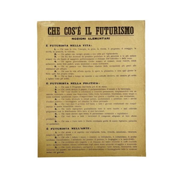 F. T. MARINETTI - SETTIMELLI - MARIO CARLI.
Che cos'è il Futurismo.