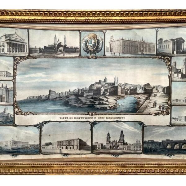BERNARDO PONCINI. Vista di Montevideo e suoi monumenti.