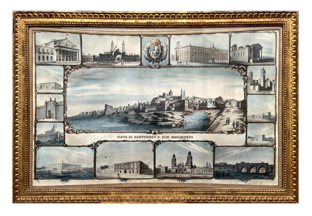 BERNARDO PONCINI. Vista di Montevideo e suoi monumenti.