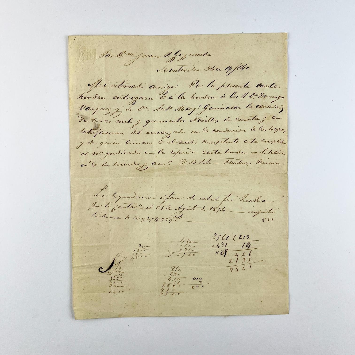 Carta Fructuoso Rivera