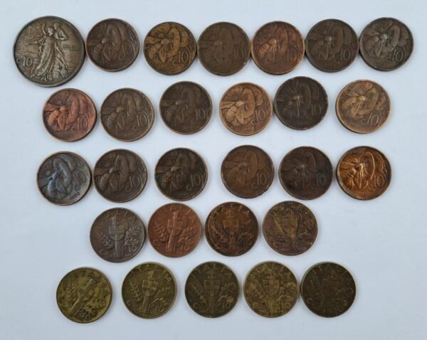 Italia 28 monedas 10 centésimi 1911 a 1943