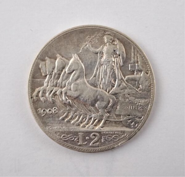 Italia 1908 2 lire de plata
