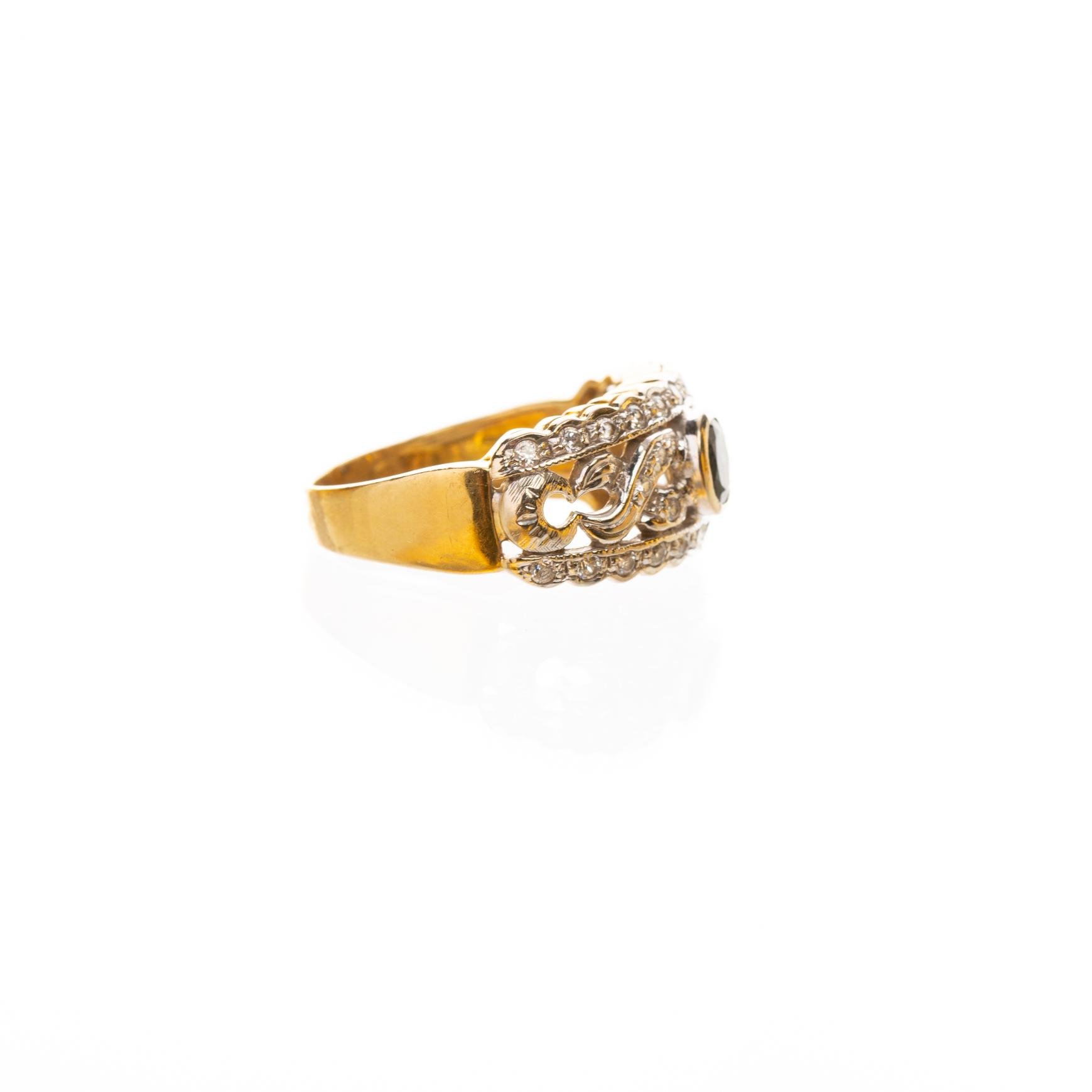 Anillo en oro 18 K ocn zafiro y brillante - Imagen 2