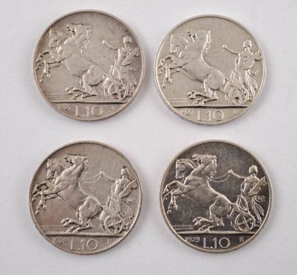 Italia 10 lire 1927 1927 1928 1929 de plata